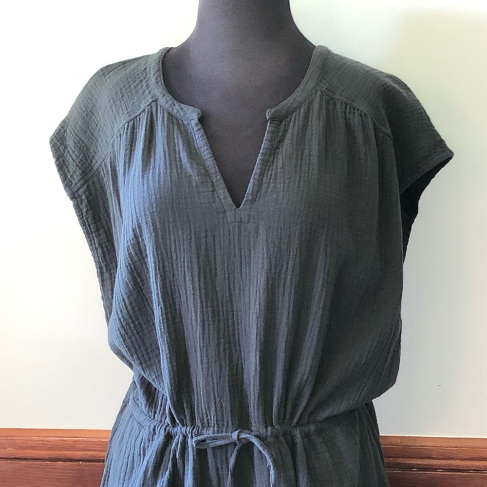 Pact Organic Cotton Coastal Double Gauze Tie Waist Midi Dress - Picture 2 of 8